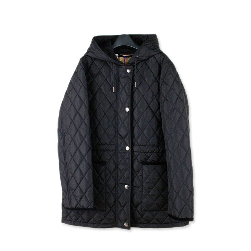 버버리 브롬리 후드 퀼팅 자켓 블랙 8110531 - Burberry