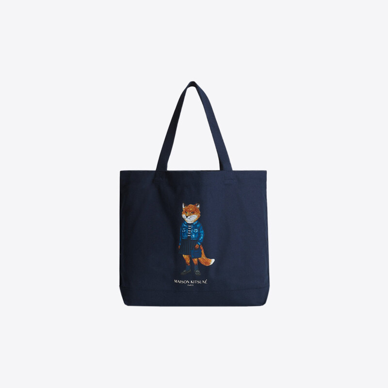 메종키츠네 드레스드 폭스 토트백 (네이비) PW05107WW9042 0413 - Maison Kitsune