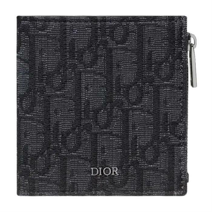 디올 반지갑 블랙 Dior Oblique 자카드 2ESBC339YSE_H03E - Christian Dior