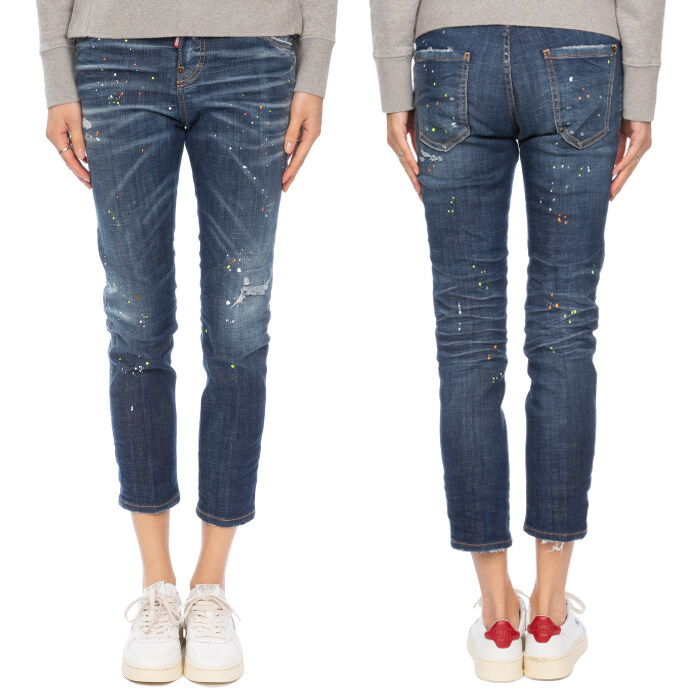 디스퀘어드2 페인팅 블루 워싱 쿨걸 크롭 진 S75LB0706 - Dsquared2
