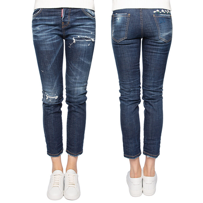 디스퀘어드2 블루 워싱 데이지 쿨걸 크롭 진 S75LB0630 - Dsquared2