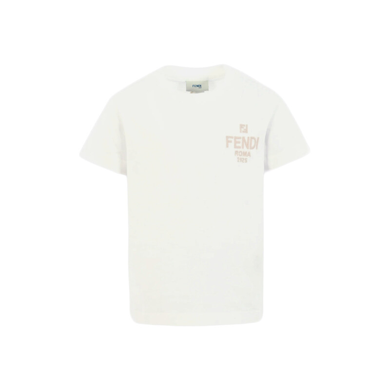 키즈 엠보 스몰 로고 반팔 티셔츠 화이트 JUI190 7AJ F0TU9 - Fendi