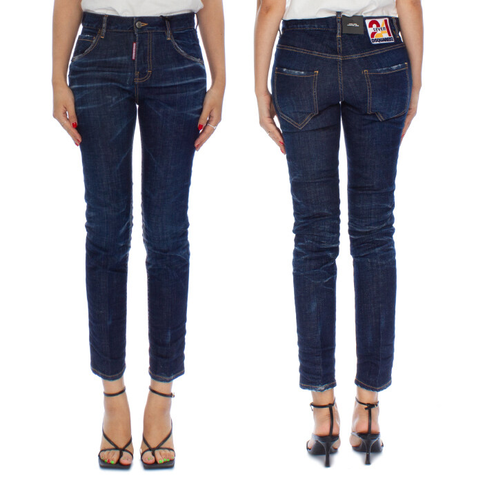 디스퀘어드2 블루 워싱 쿨걸 크롭 진 S75LB0699 - Dsquared2