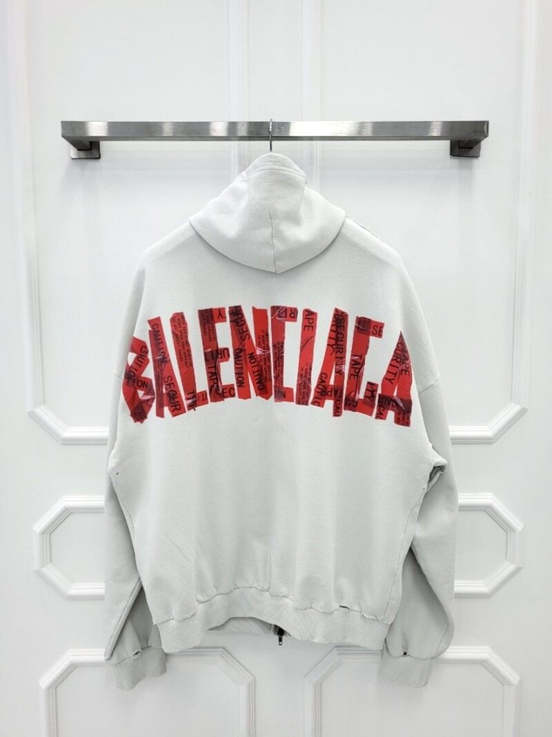 [미다스] 발렌시아가 시큐리티 테이프 후드 집업 더티 화이트 826162 - Balenciaga