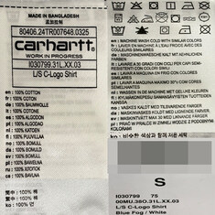 압구정 더팩토리 25FW 칼하트 윕 C 로고 옥스포드 셔츠 (I030799 31LXX) 썸네일 7