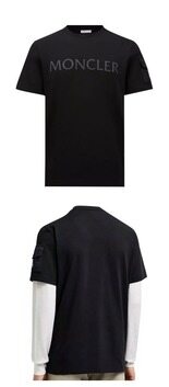 [몽클레어] 8C00023 8390T 999 플록 로고 패치 라운드 반팔티셔츠 블랙 남성 티셔츠 / TEO 썸네일 3