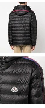 [몽클레어] 1A00012 53279 999 AGOUT 아가우트 로고패치 다운 후드 자켓 블랙 남성 자켓 / TLS 썸네일 4