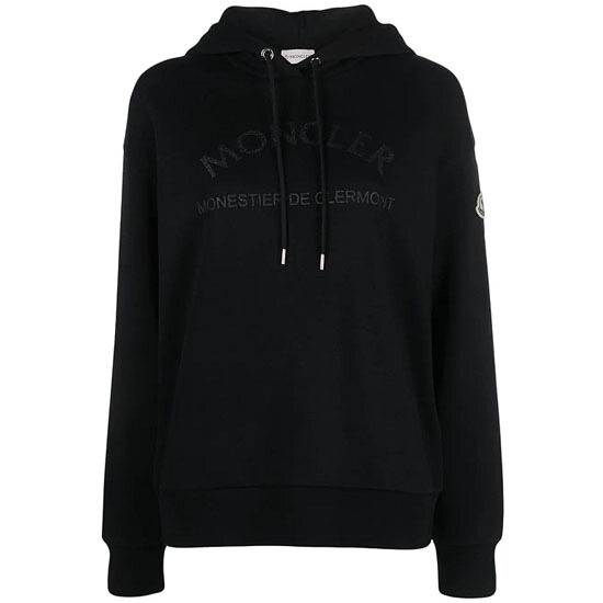 [몽클레어] 8G00055 899U5 999 글리터 로고 패치 후드 블랙 여성 티셔츠 / TJ - Moncler