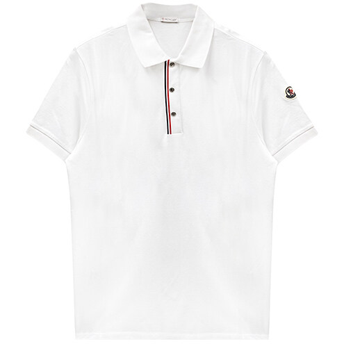 [몽클레어] 암로고 패치 삼선 폴로 티셔츠 화이트 남성 티셔츠 8A00022 899P0 002 / TR - Moncler
