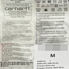 압구정 더팩토리 25FW 칼하트 윕 CRONYN 크로닌 로고 체크 셔츠 자켓 (I035312 35RXX) 썸네일 8