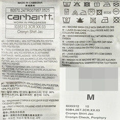 압구정 더팩토리 25FW 칼하트 윕 CRONYN 크로닌 로고 체크 셔츠 자켓 (I035312 3CRXX) 썸네일 9