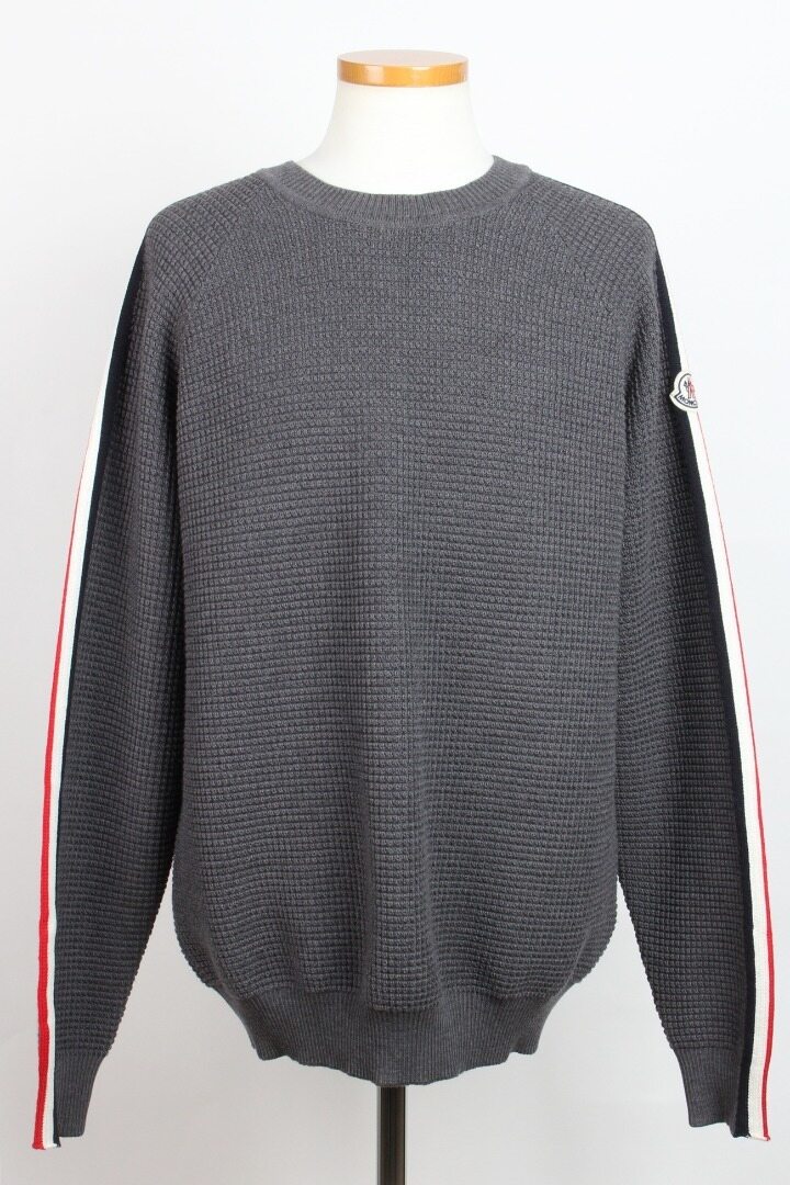  몽클레어 삼선 와펜 니트 그레이 XL(105) - Moncler