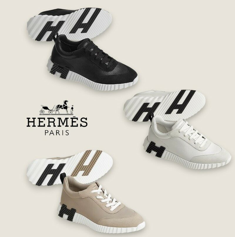 에르메스 바운싱 스니커즈 남성용 화이트 블랙 베이지 H242810ZH - Hermes
