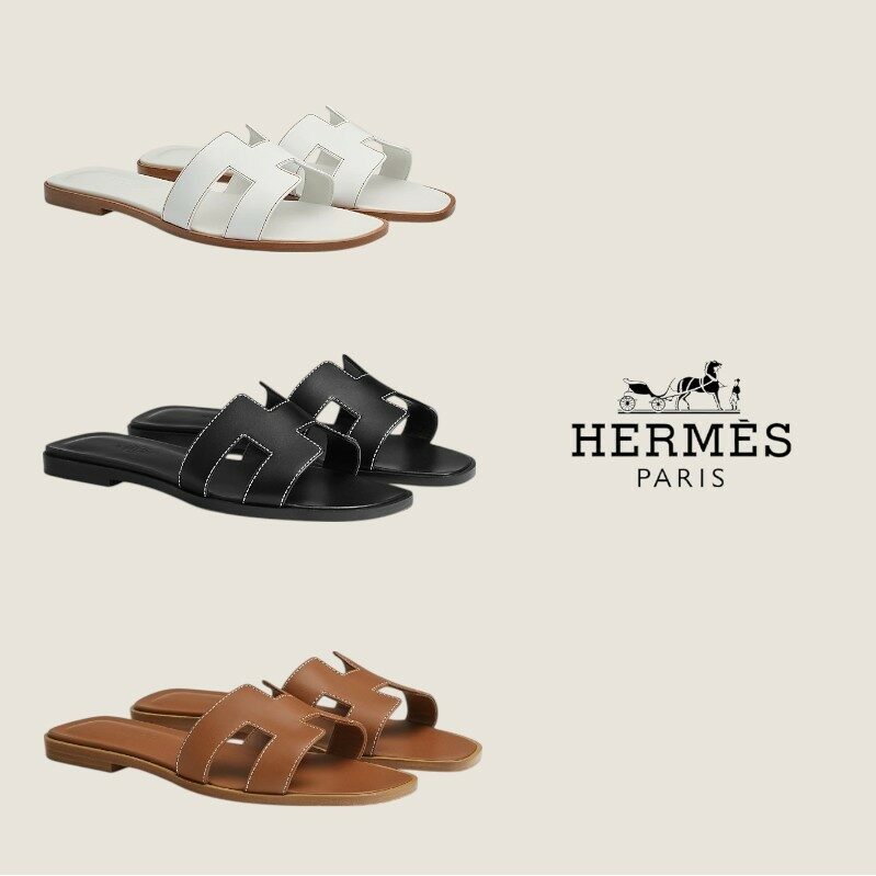 에르메스 오란 여성 샌들 블랙 화이트 골드 H021056Z - Hermes