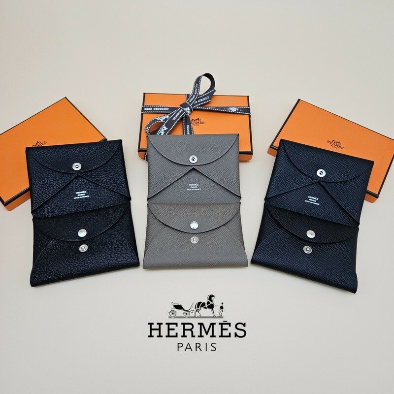 에르메스 칼비 듀오 카드지갑 카드홀더 블랙 에토프 골드 H083035CK - Hermes