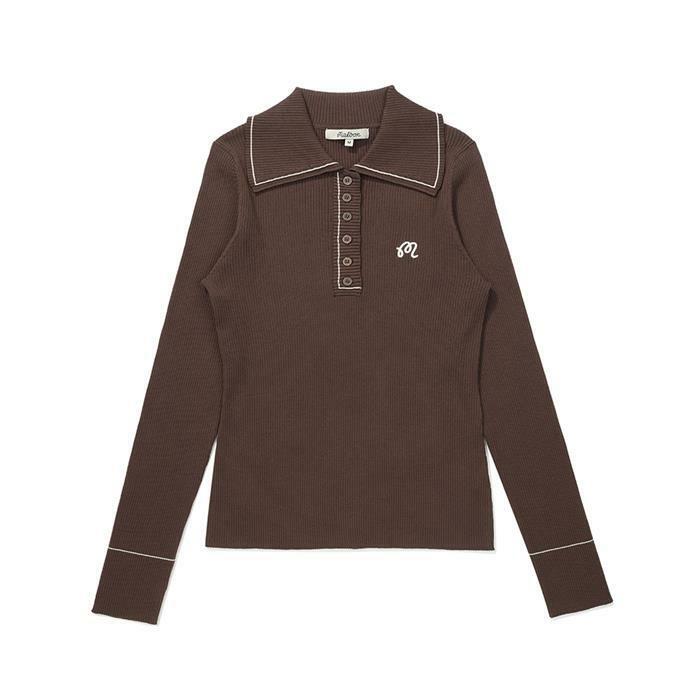 [밀라코/국내발송] 말본골프 아가타 니트 폴로 BROWN M5312LKT36BRN - Malbon