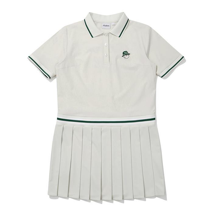 [밀라코/국내발송] 말본골프 오픈카라 플리츠 원피스 LIGHT BEIGE M5222POP31BGL - Malbon