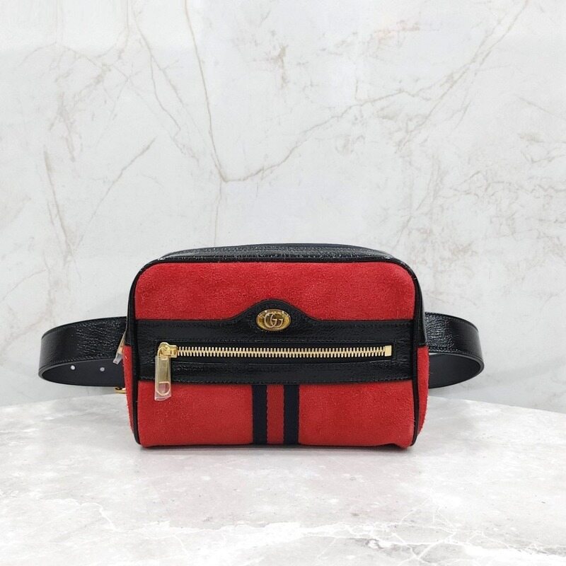 [럭스유] (새상품) 구찌 레드 스웨이드 오피디아 WEB 스몰 힙색 벨트백 517076 - Gucci