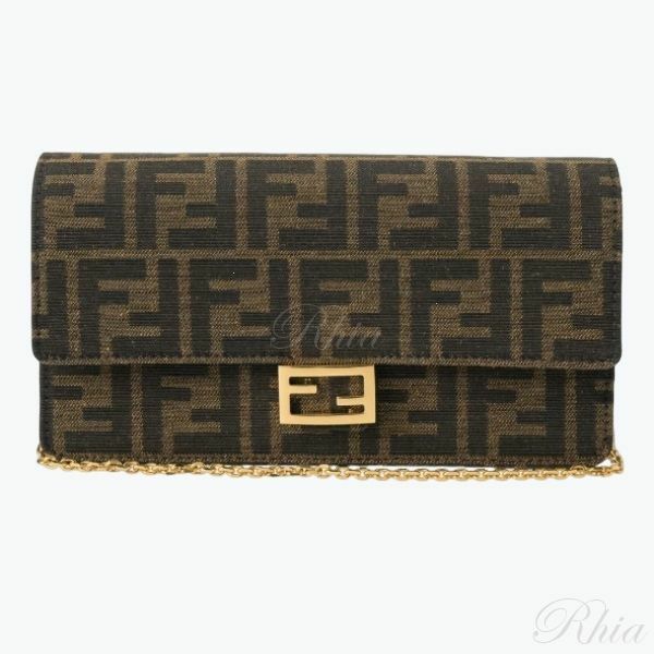 펜디 26SS 지갑 On 체인 FF 자카드 8M0498 A98P F0A6E 바게트 - Fendi