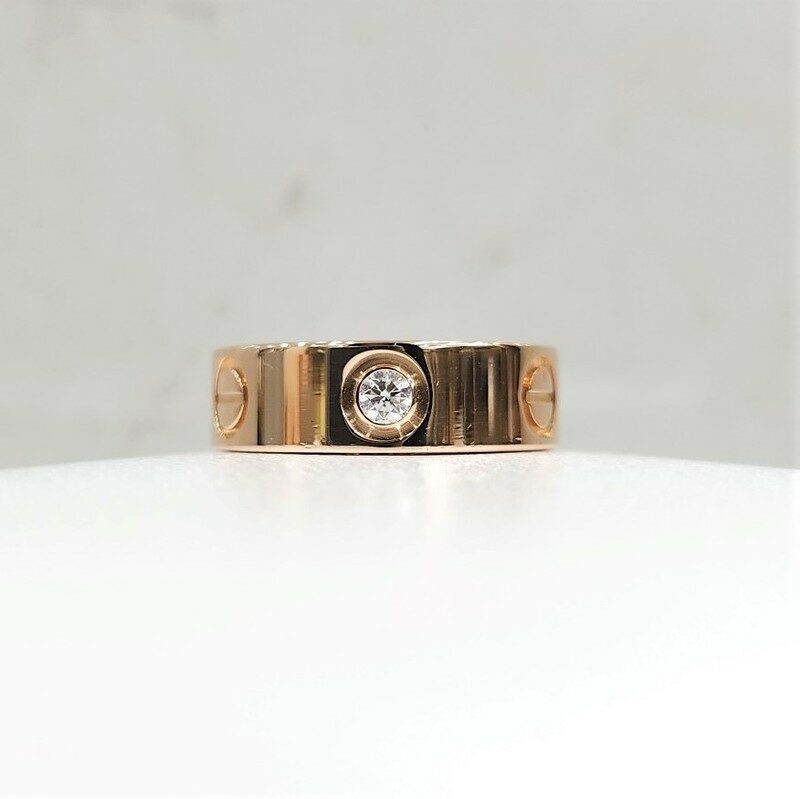 [럭스유] 까르띠에 다이아 3P 클래식 러브밴드 링 18K 핑크골드 47호 - Cartier
