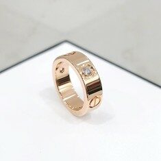 [럭스유] 까르띠에 다이아 3P 클래식 러브밴드 링 18K 핑크골드 47호 썸네일 3