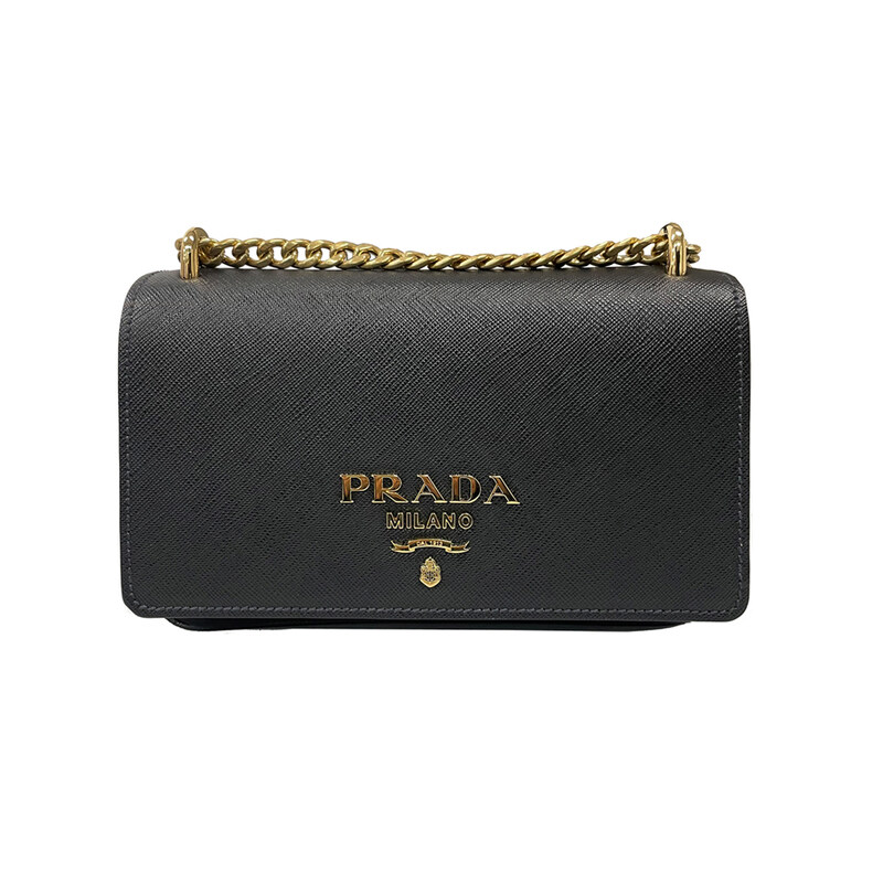 25FW 금장로고 테수토 사피아노 체인백 블랙 1BD144 ZMY F0632 - Prada