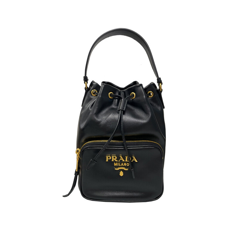 25FW 세치엘로 금장로고 비텔로 버킷백 블랙 1BH038 2C35 F0002 - Prada