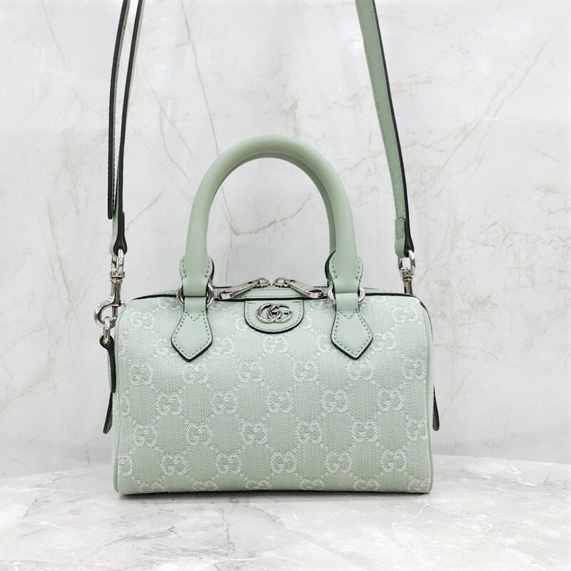 [럭스유] 구찌 오피디아 GG 미니 탑핸들 백 페일 그린 데님 772053 - Gucci