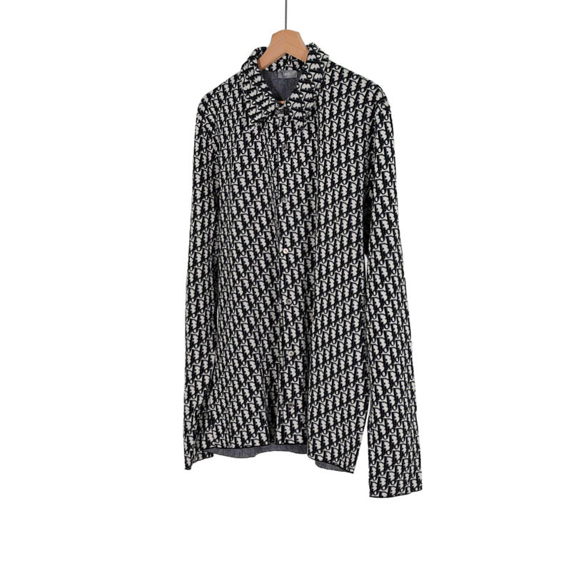 [중고명품비아르] [XL] 디올 남성 오블리크 개버딘 자카드 오버 니트 셔츠 블랙 - Christian Dior