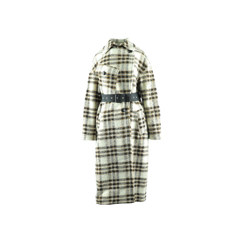 14주년 LAURIE 더블 브레스트 체크 코트 에쿠르 MA1221 22A012E 23EC - Isabel Marant