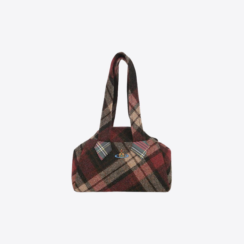 비비안웨스트우드 해리스 트위드 체크 미디움 핸드백 (브라운) 4702000RW W018D H201 - Vivienne Westwood