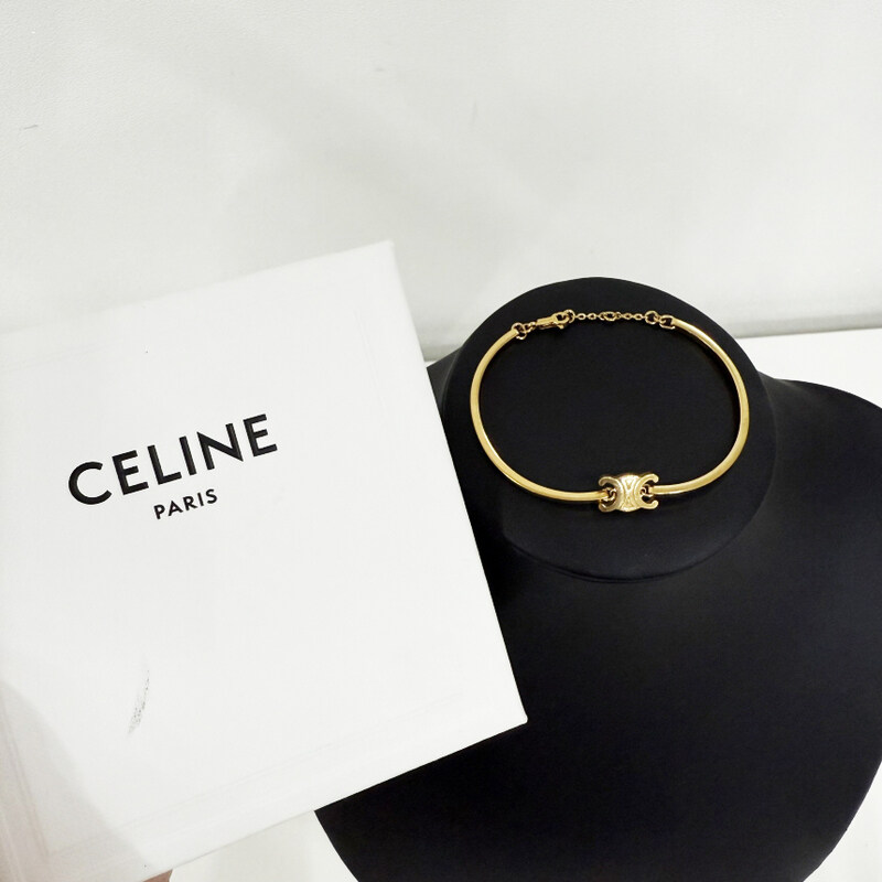 중고 셀린느 트리옹프 아티큘레이티드 브레이슬릿 브래스 골드 SH250421-05 - Celine