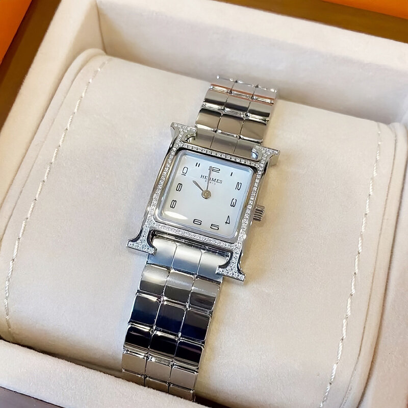 에르메스 아워 H 다이아몬드 스틸 25MM 스몰 - Hermes