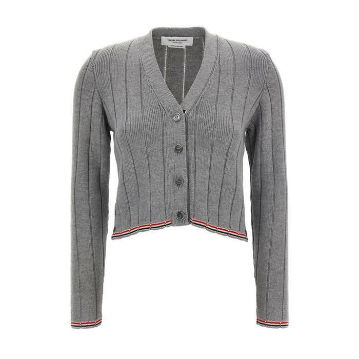 [국내발송] 톰브라운 메리노 울 브이넥 가디건 그레이 FKC663A Y1024 055 - Thom Browne