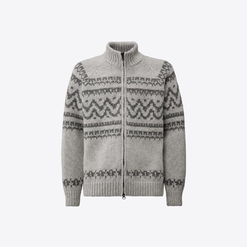 시피컴퍼니 남성 로고 자카드 울 니트 집업 가디건 그레이 19CMKN290A 110507J V01 - CP company