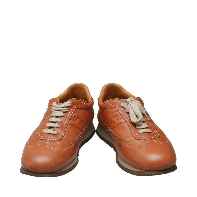 (230mm) 오렌지 카프스킨 H 로고 여성 스니커즈 - Hermes