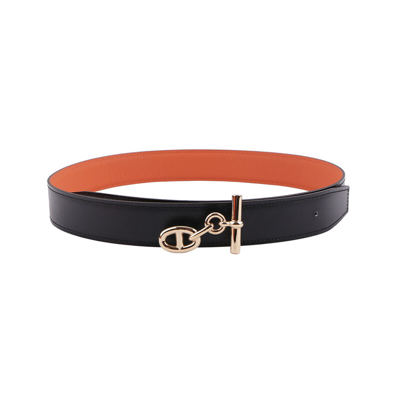 에르메스 남성 Yachting 벨트 버클 리버서블 양면 가죽 스트랩 32mm H073967CAAE - Hermes
