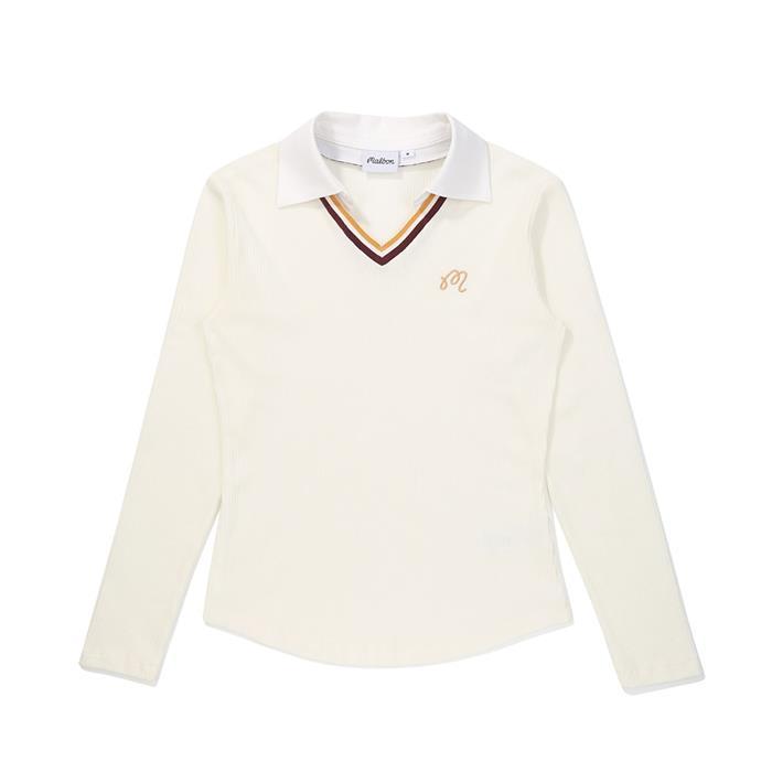 [밀라코/국내발송] 말본골프 레이어드 오픈 카라 티셔츠 IVORY M5322PTL13IVY - Malbon