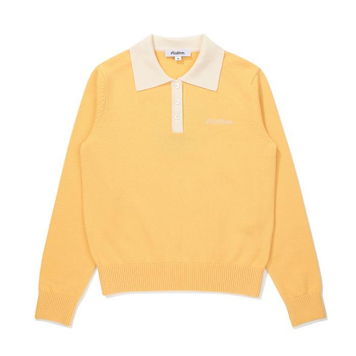 [밀라코/국내발송] 말본골프 카라 배색 롱슬리브 홑겹 니트 YELLOW M5322PKT17YEL - Malbon