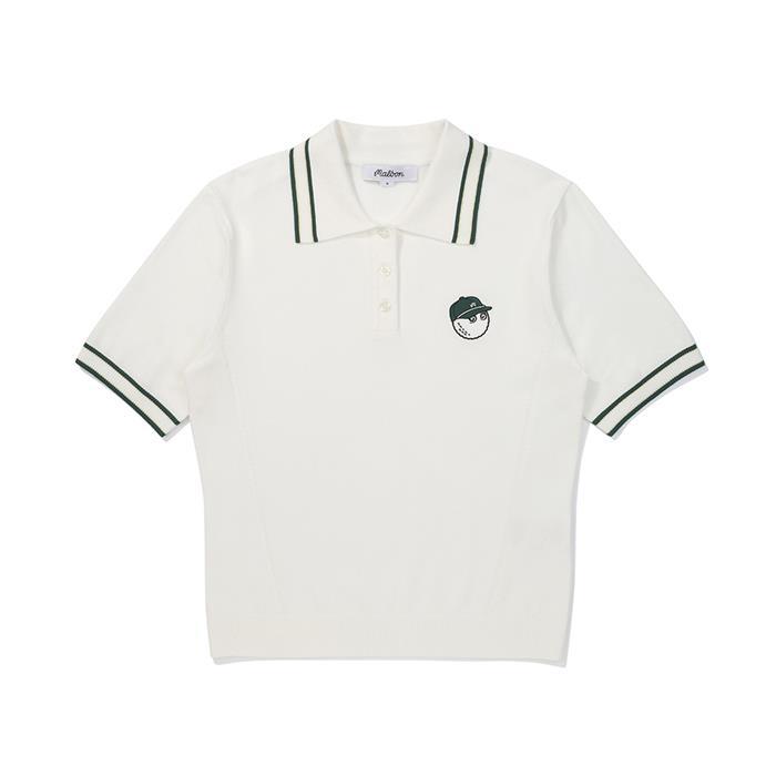 [밀라코/국내발송] 말본골프 컬러 팁 카라 하프슬리브 니트 OFF WHITE M5322PKT12OWT - Malbon
