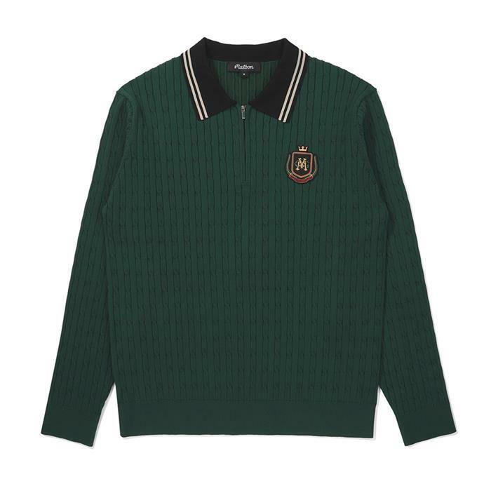[밀라코/국내발송] 말본골프 클래식 케이블 하프집 스웨터 GREEN M5321PKT04GRN - Malbon