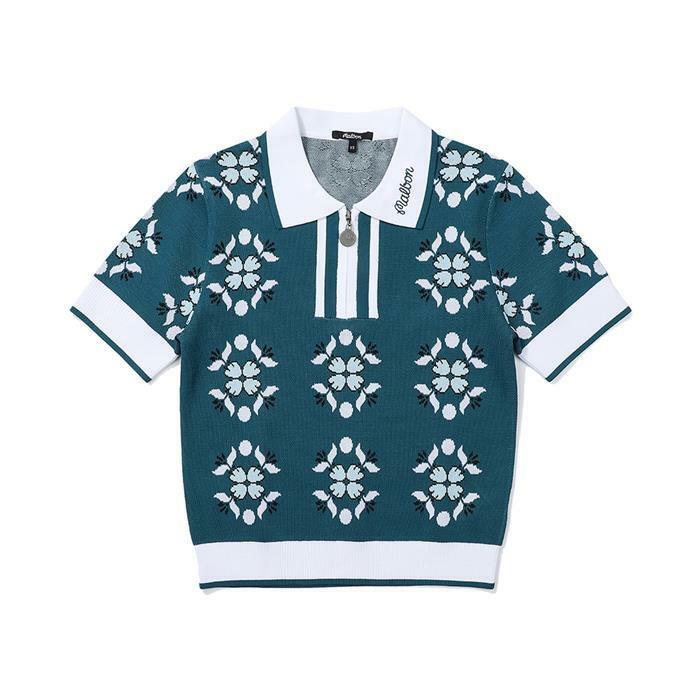 [밀라코/국내발송] 말본골프 LUCIA 하프집 폴로넥 셔츠 TEAL BLUE M5112LTS34TBL - Malbon