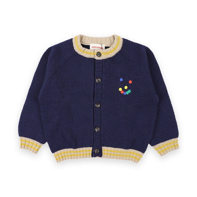 디몬트 보보쇼즈 키즈 펀 페이스 라운드넥 가디건(네이비) B225FC014 411 - Bobo Choses