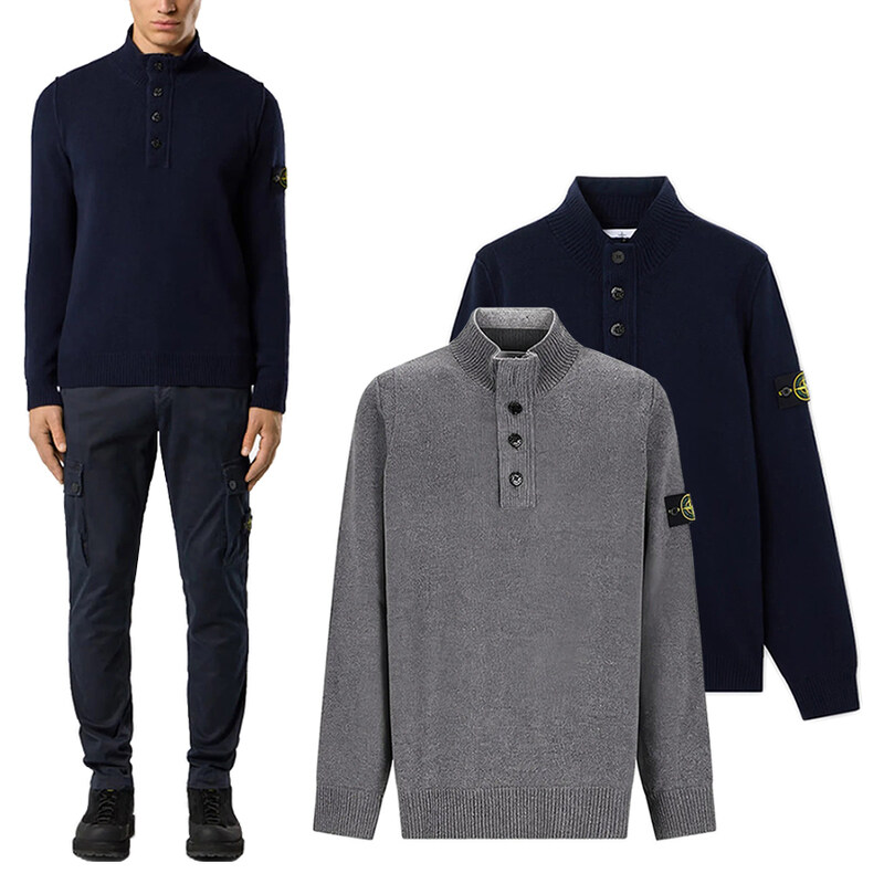 스톤 아일랜드 남성 니트 25FW 스톤아일랜드 하이넥 버튼 스웨터 K2S155100040S00A3 - Stone Island