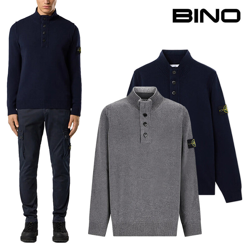 스톤 아일랜드 남성 니트 25FW 스톤아일랜드 하이넥 버튼 스웨터 K2S155100040S00A3 - Stone Island