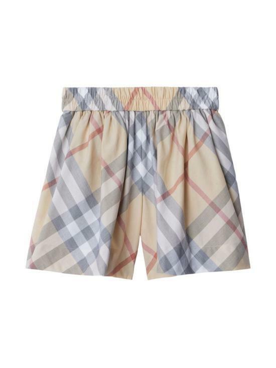 24FW 버버리   여아 주니어 체크 코튼 쇼츠 8088721 PALE STONE BPG - Burberry
