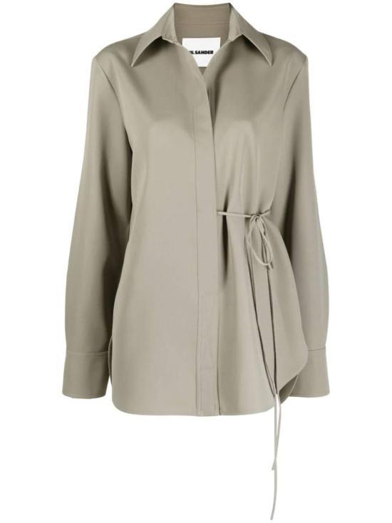 23FW 질샌더   여성 웨이스트 스트링 울 셔츠 J02DL0154J40002317 BPG - Jil Sander