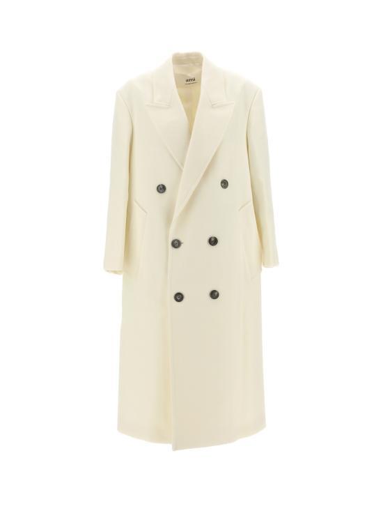 아미   여성 더블 브레스트 코트 FCO317 WV0016 100 WOOL GABARDINE WHITE BPG - Ami