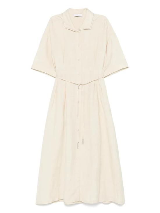25SS 파비아나 필리피   여성 숏 슬리브 롱 원피스 ABDC02F101H5470155 Beige BPG - Fabiana Filippi