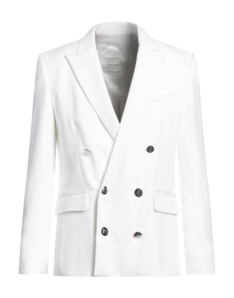 발망   남성 더블 브레스트 비스코스 블레이저 자켓 XH0SI001VC20 0FA White BPG - Balmain